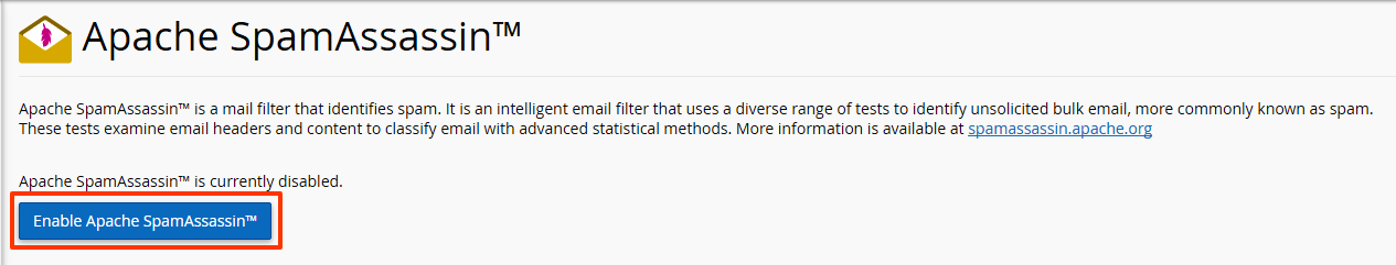 Enable Apache SpamAssasin